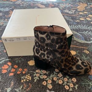 Anthropologie Velvet Leopard Print Booties